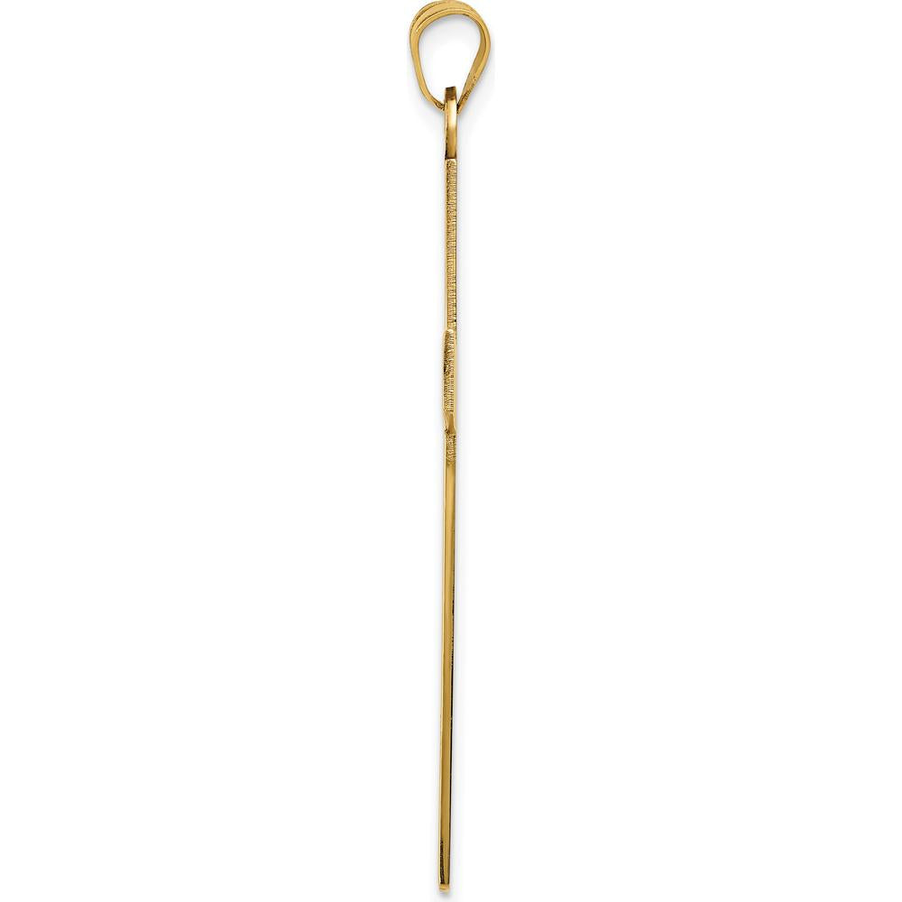 14K Yellow Gold Cross Pendant with Polished Finish and Laser Design - 50mm Length by Oro Pregiato
