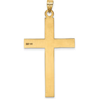 14K Yellow Gold Cross Pendant with Polished Finish and Laser Design - 50mm Length by Oro Pregiato