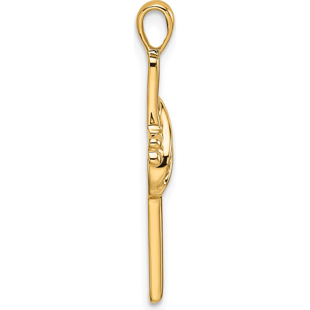 14K Yellow Gold Cross Pendant with Polished Finish and Round Stone Mountings - 29mm Length by Oro Pregiato