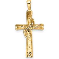 14K Yellow Gold Cross Pendant with Polished Finish and Round Stone Mountings - 29mm Length by Oro Pregiato