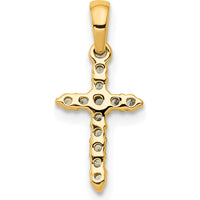 14K Yellow Gold Cross Pendant with Prong-Set Round Diamonds - 0.10 Carat Total Diamond Weight by Monteluci Fine Jewelry