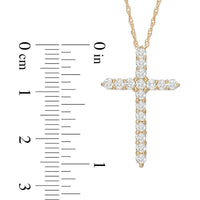 14K Yellow Gold Cross Pendant with Prong-Set Round Diamonds - 0.54 Carat Total Diamond Weight by Auriventus