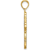 14K Yellow Gold Cross Pendant with Rhodium Lace Trim - 23.7mm x 17mm by Oro Pregiato