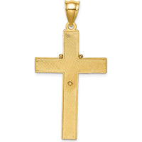 14K Yellow Gold Cross Pendant with Rhodium-Plated Rosary Detail and Virgin Mary Medallion by Oro Pregiato