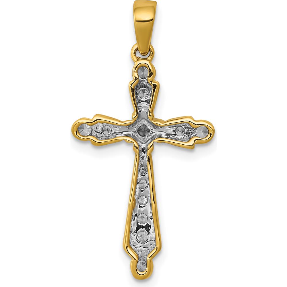 14K Yellow Gold Cross Pendant with Round and Square Natural Diamonds - 0.20 Carat Total Diamond Weight by Monteluci Fine Jewelry