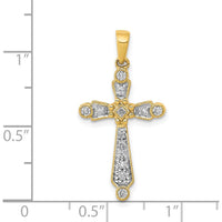 14K Yellow Gold Cross Pendant with Round and Square Natural Diamonds - 0.20 Carat Total Diamond Weight by Monteluci Fine Jewelry