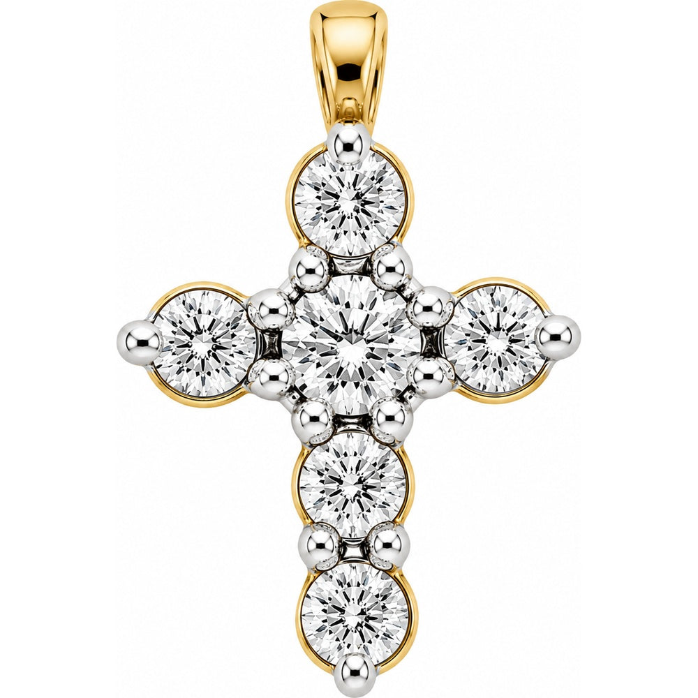 14K Yellow Gold Cross Pendant with Round Diamonds - 0.23 Carat Total Diamond Weight by Auriventus