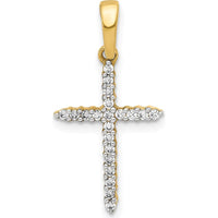 14K Yellow Gold Cross Pendant with Round Natural Diamonds - 0.16 Carat Total Diamond Weight by Monteluci Fine Jewelry
