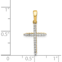 14K Yellow Gold Cross Pendant with Round Natural Diamonds - 0.16 Carat Total Diamond Weight by Monteluci Fine Jewelry