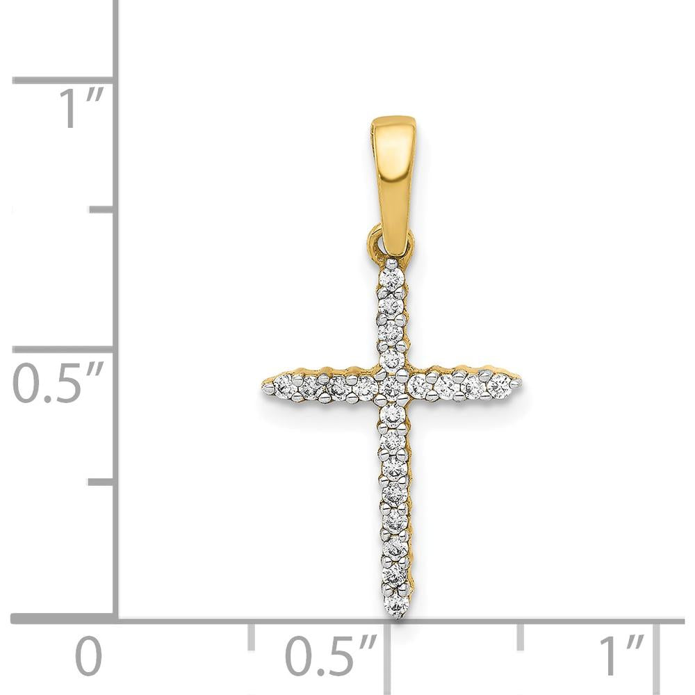14K Yellow Gold Cross Pendant with Round Natural Diamonds - 0.16 Carat Total Diamond Weight by Monteluci Fine Jewelry