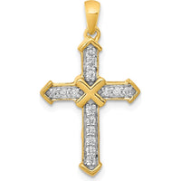14K Yellow Gold Cross Pendant with Round Natural Diamonds - 1/5 Carat Total Diamond Weight by Monteluci Fine Jewelry