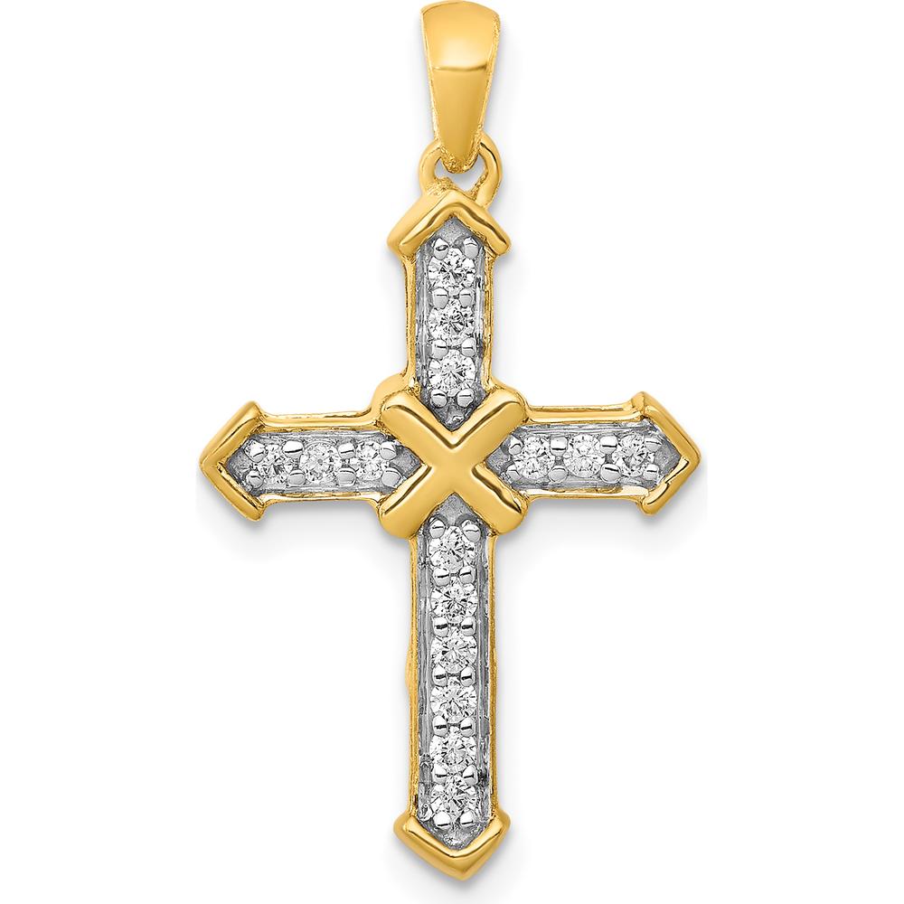 14K Yellow Gold Cross Pendant with Round Natural Diamonds - 1/5 Carat Total Diamond Weight by Monteluci Fine Jewelry