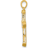 14K Yellow Gold Cross Pendant with Round Natural Diamonds - 1/5 Carat Total Diamond Weight by Monteluci Fine Jewelry