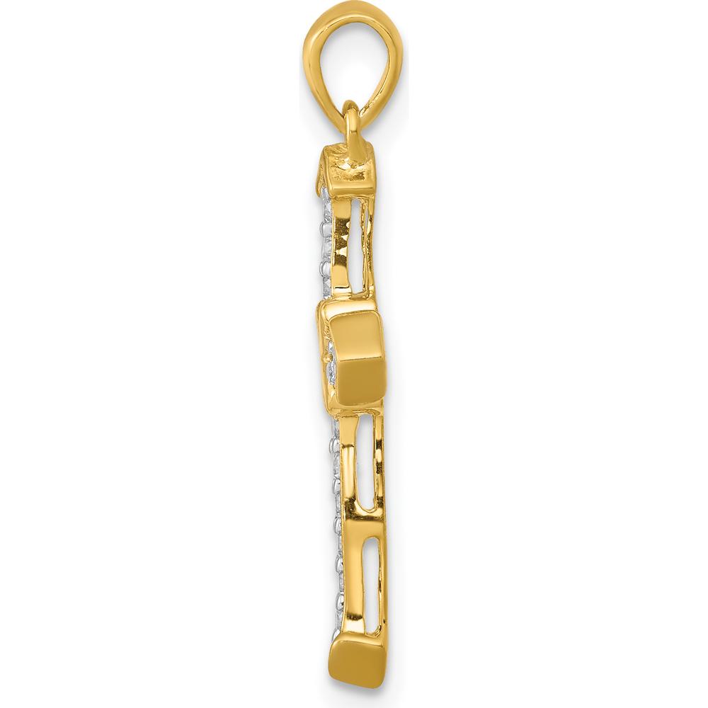 14K Yellow Gold Cross Pendant with Round Natural Diamonds - 1/5 Carat Total Diamond Weight by Monteluci Fine Jewelry