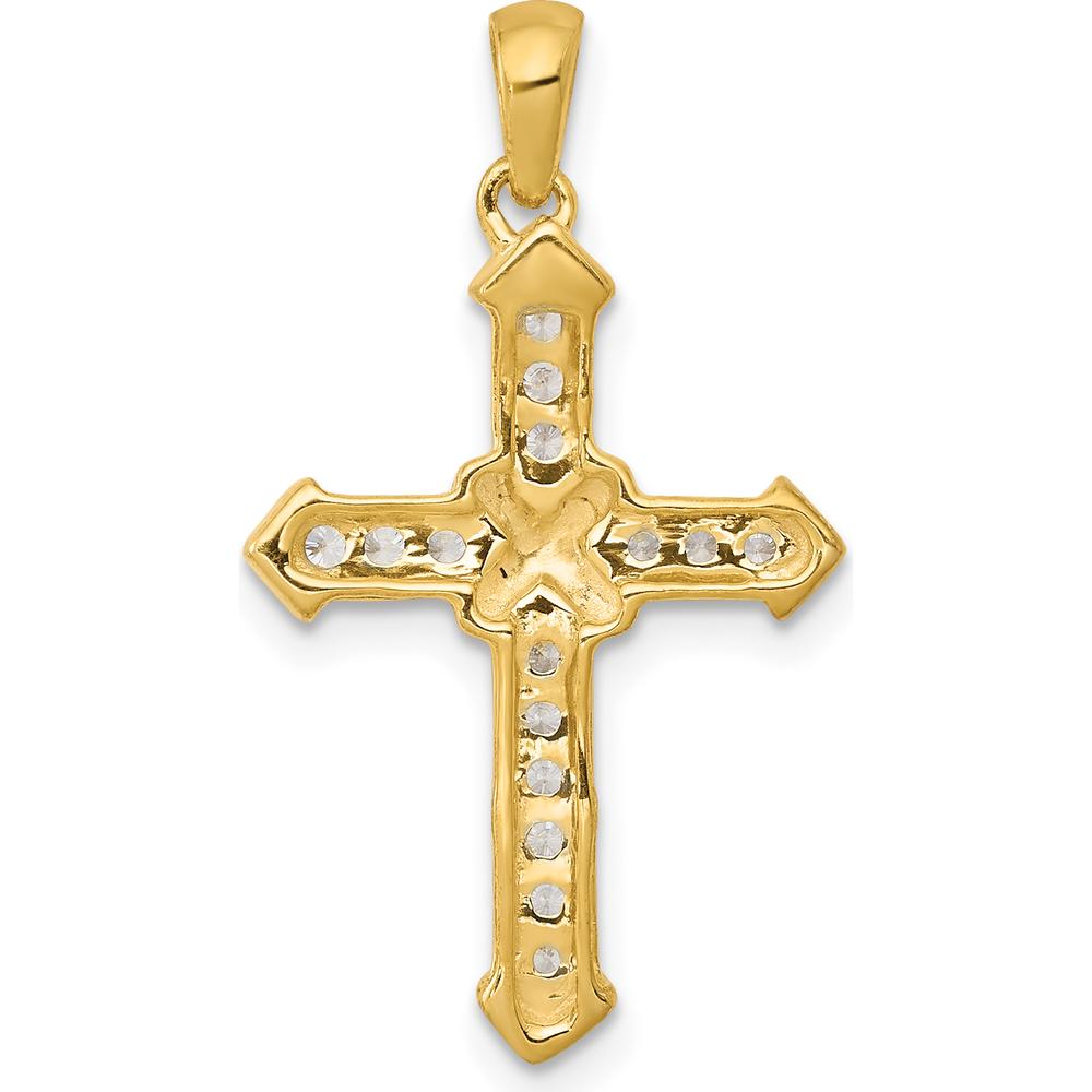 14K Yellow Gold Cross Pendant with Round Natural Diamonds - 1/5 Carat Total Diamond Weight by Monteluci Fine Jewelry