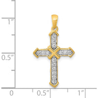14K Yellow Gold Cross Pendant with Round Natural Diamonds - 1/5 Carat Total Diamond Weight by Monteluci Fine Jewelry
