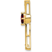 14K Yellow Gold Cross Pendant with Square Garnet and Round Diamonds - 0.32 Carat Total Gem Weight by Lumare Gioia