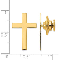 14K Yellow Gold Cross Tie Tac - Polished Finish, 22mm Length by Oro Pregiato