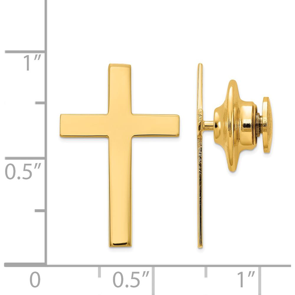 14K Yellow Gold Cross Tie Tac - Polished Finish, 22mm Length by Oro Pregiato