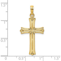 14K Yellow Gold Cross with Starburst Center Charm - 25mm Length by Oro Pregiato
