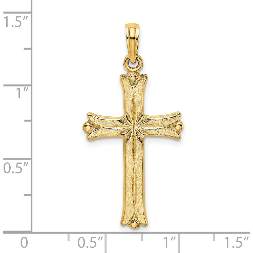 14K Yellow Gold Cross with Starburst Center Charm - 25mm Length by Oro Pregiato