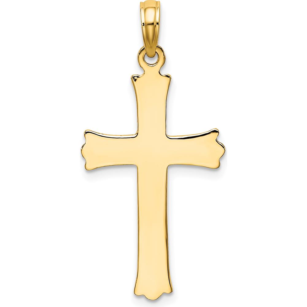 14K Yellow Gold Cross with Starburst Center Charm - 25mm Length by Oro Pregiato
