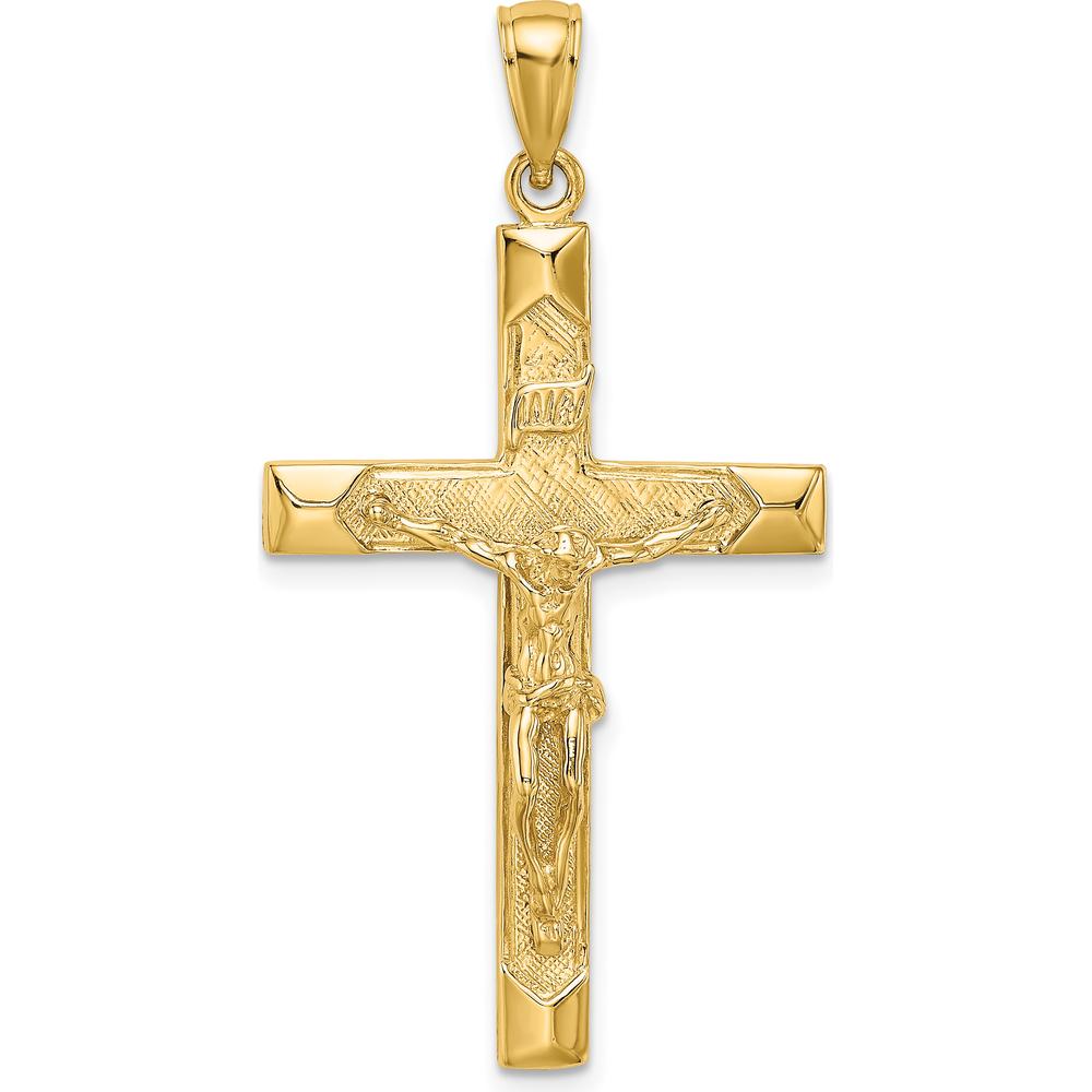 14K Yellow Gold Crucifix Charm Pendant - 40.5mm Length by Oro Pregiato