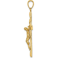 14K Yellow Gold Crucifix Charm Pendant - 40.5mm Length by Oro Pregiato