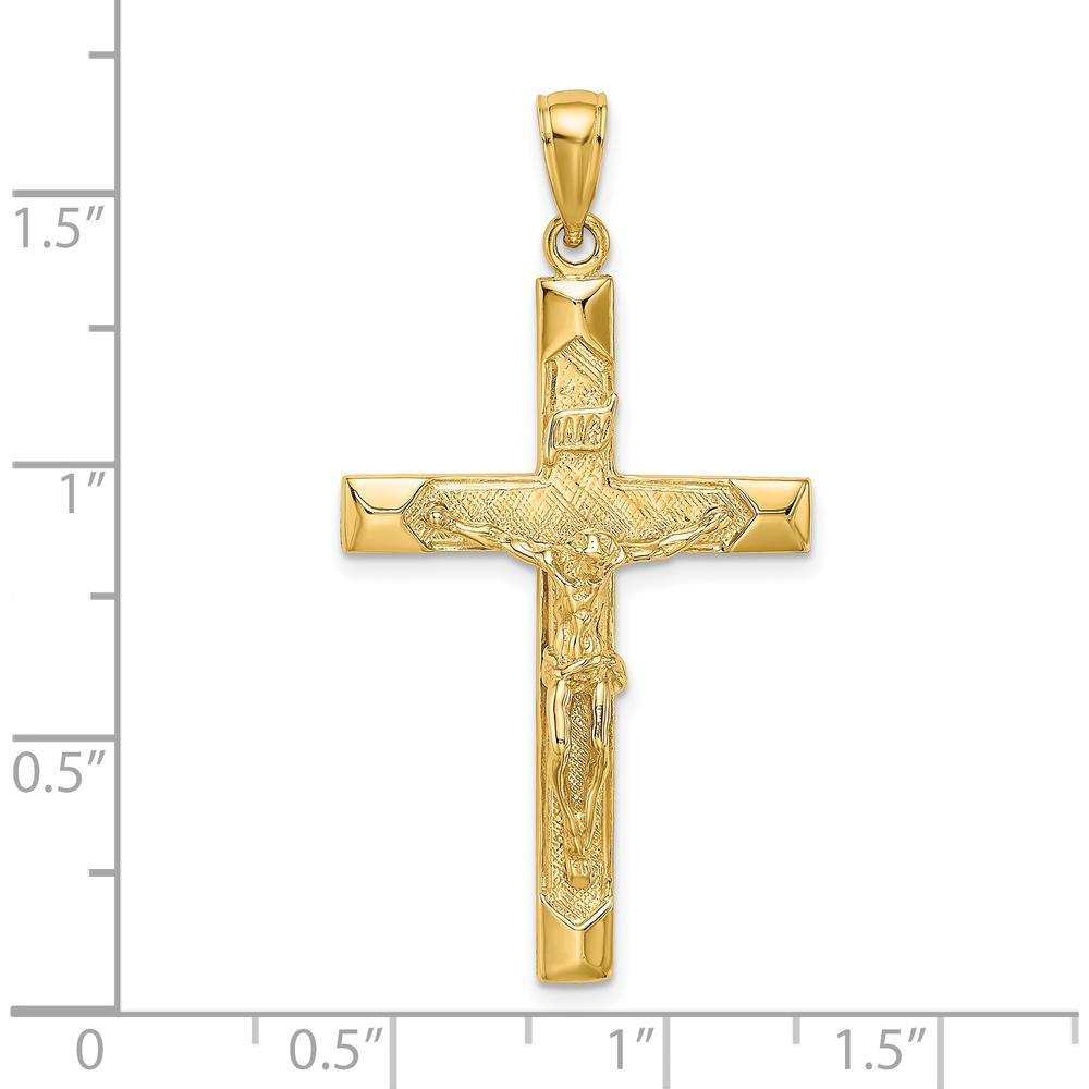14K Yellow Gold Crucifix Charm Pendant - 40.5mm Length by Oro Pregiato