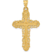 14K Yellow Gold Crucifix Charm with Intricate Detailing - 42mm Length by Oro Pregiato
