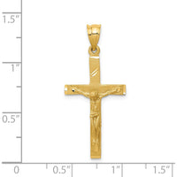 14K Yellow Gold Crucifix Pendant with Diamond-Cut Texture - Solid Gold Faith Pendant by Oro Pregiato