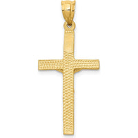 14K Yellow Gold Crucifix Pendant with Diamond-Cut Texture - Solid Gold Faith Pendant by Oro Pregiato