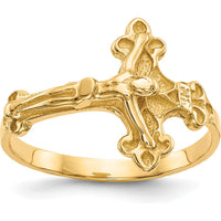 14K Yellow Gold Crucifix Themed Ring - Faithful Symbol of Devotion by Oro Pregiato
