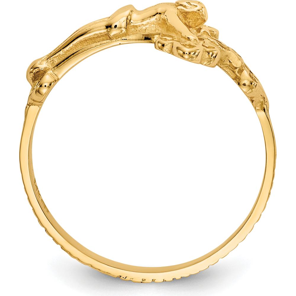 14K Yellow Gold Crucifix Themed Ring - Faithful Symbol of Devotion by Oro Pregiato