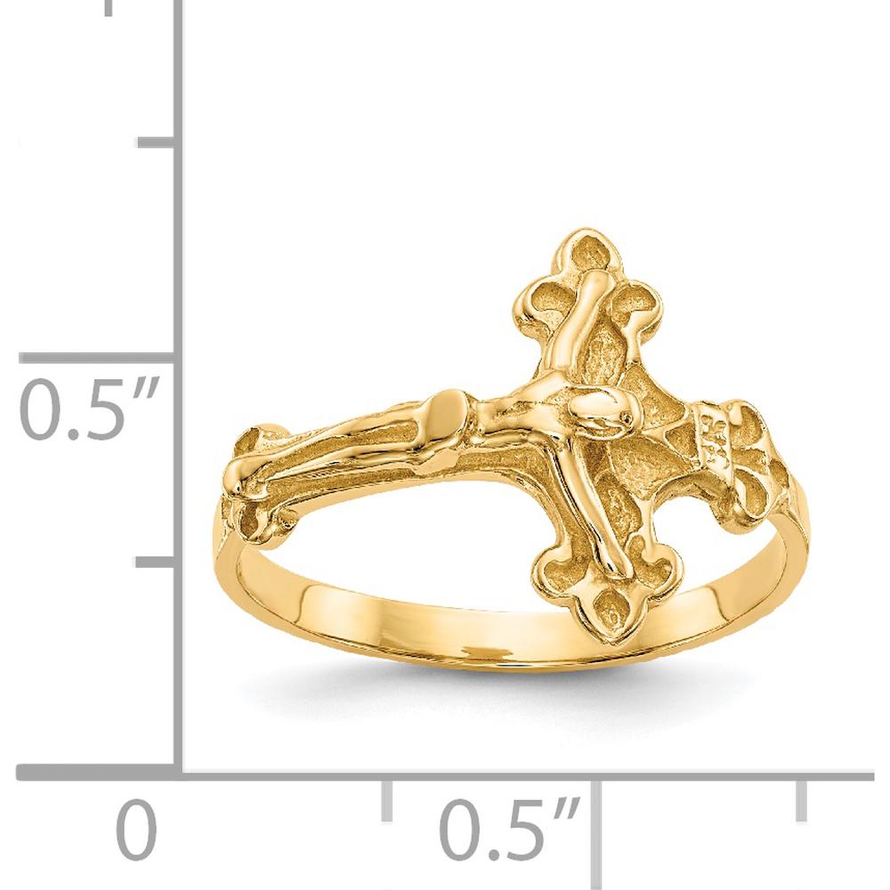 14K Yellow Gold Crucifix Themed Ring - Faithful Symbol of Devotion by Oro Pregiato
