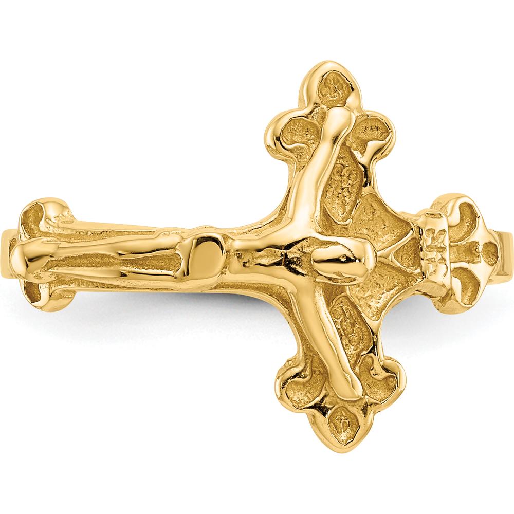 14K Yellow Gold Crucifix Themed Ring - Faithful Symbol of Devotion by Oro Pregiato