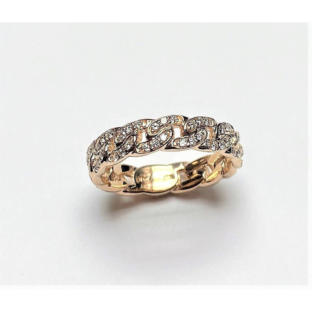 14K Yellow Gold Cuban Link Band with Pave-Set Round Diamonds - 0.81 Carat Total Diamond Weight by Auriventus