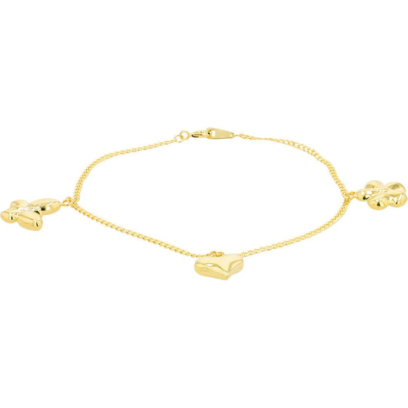 14K Yellow Gold Cuban Link Bracelet with Charms - 7" Length