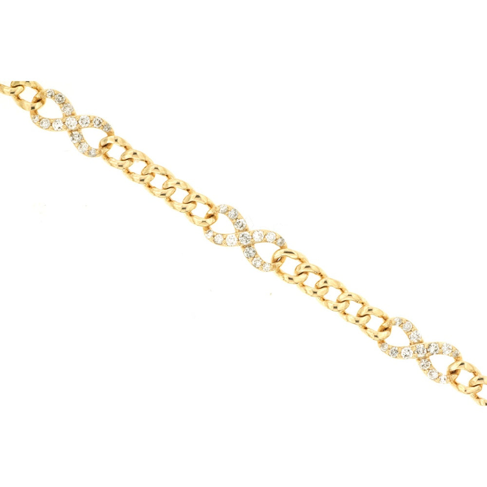 14K Yellow Gold Cuban Link Bracelet with Prong-Set Round Diamonds - 0.75 Carat Total Diamond Weight - Royal Jewelry