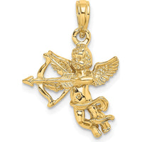 14K Yellow Gold Cupid with Bow and Arrow Charm - 22.5mm Length by Oro Pregiato