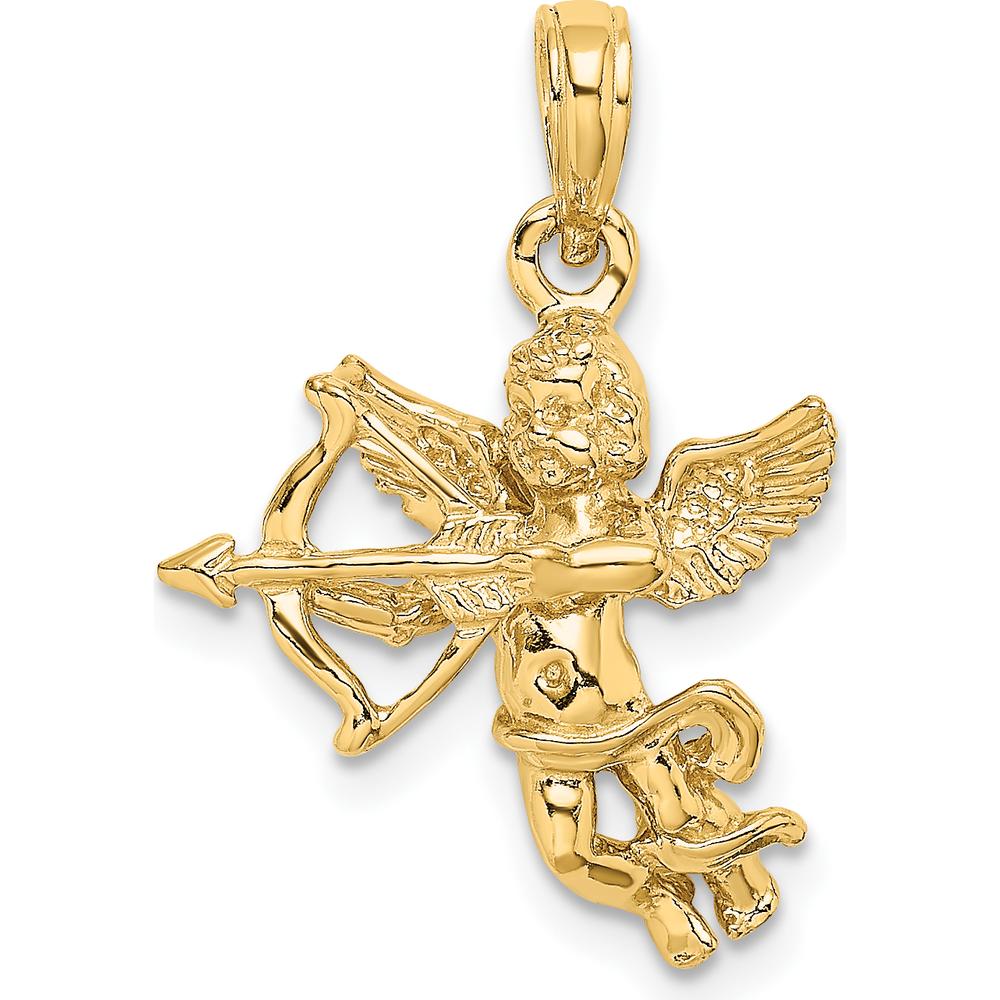 14K Yellow Gold Cupid with Bow and Arrow Charm - 22.5mm Length by Oro Pregiato