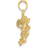 14K Yellow Gold Cupid with Bow and Arrow Charm - 22.5mm Length by Oro Pregiato