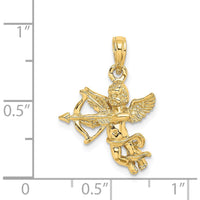 14K Yellow Gold Cupid with Bow and Arrow Charm - 22.5mm Length by Oro Pregiato