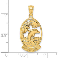 14K Yellow Gold Curacao Dolphin Sunset Pendant Charm by Oro Pregiato