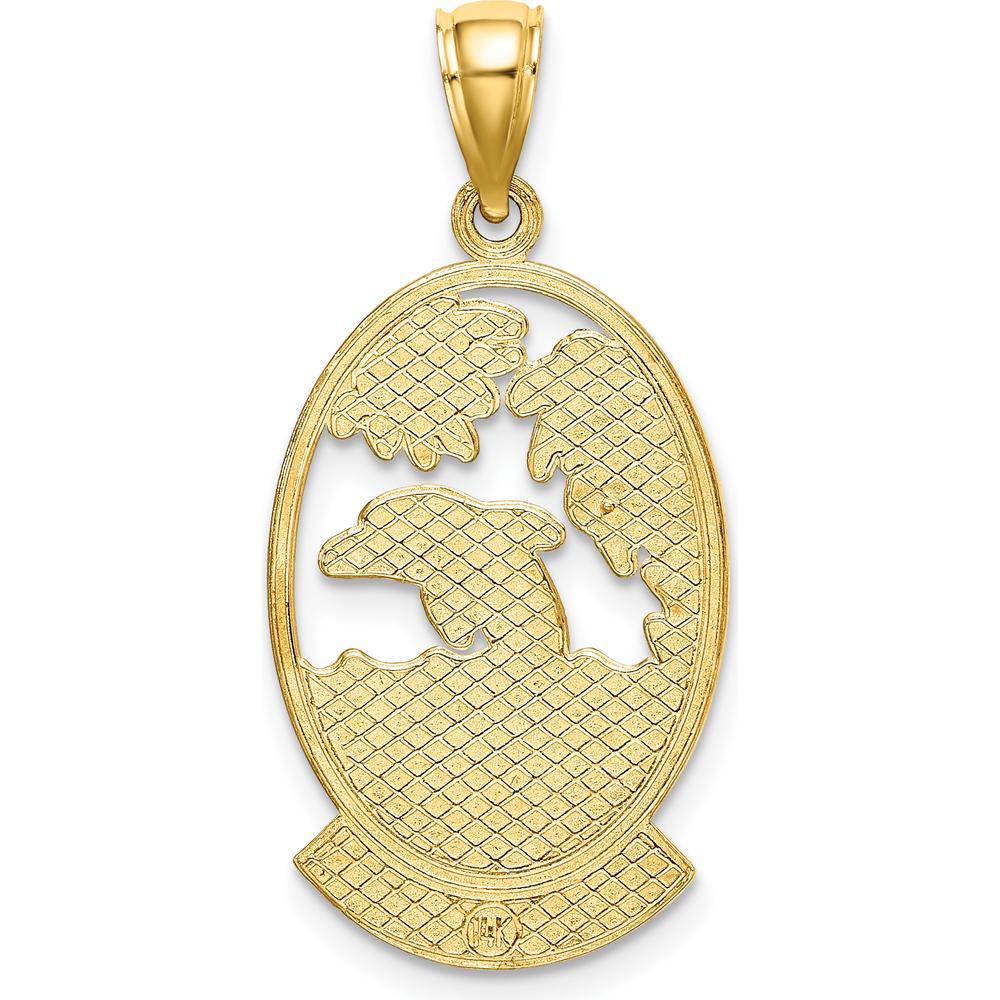 14K Yellow Gold Curacao Dolphin Sunset Pendant Charm by Oro Pregiato