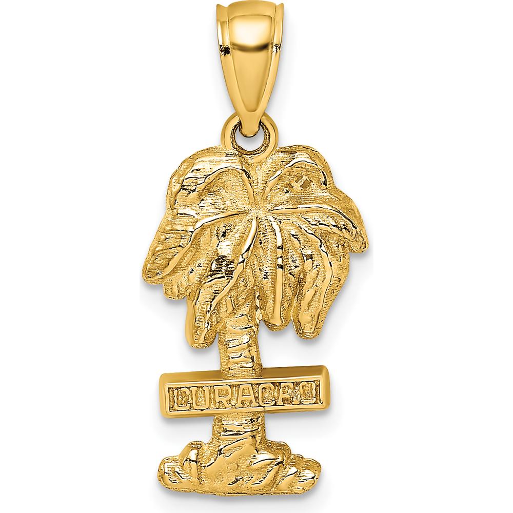 14K Yellow Gold Curacao Palm Tree Pendant Charm by Oro Pregiato