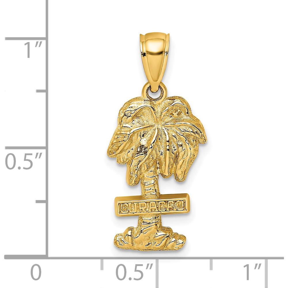 14K Yellow Gold Curacao Palm Tree Pendant Charm by Oro Pregiato