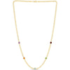 14K Yellow Gold Curb Chain Necklace with 4mm Briolette Amethyst, Citrine, Garnet, Peridot, and Blue Topaz Gemstones - 17" by Orozza Fine Jewelry