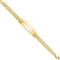 14K Yellow Gold Curb Link Chain Bracelet with Solid ID Plate - 8" Length by Oro Pregiato