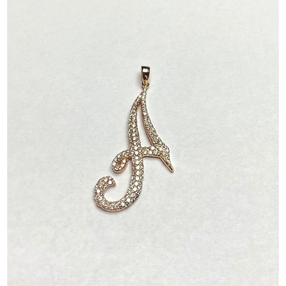 14K Yellow Gold Cursive Diamond Initial Pendant with Prong-Set Round Diamonds - 1.17 Carat Total Diamond Weight by Auriventus